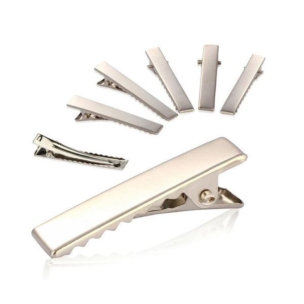 

50pcs metal silver alligator prong hair clips accessories, Black;brown