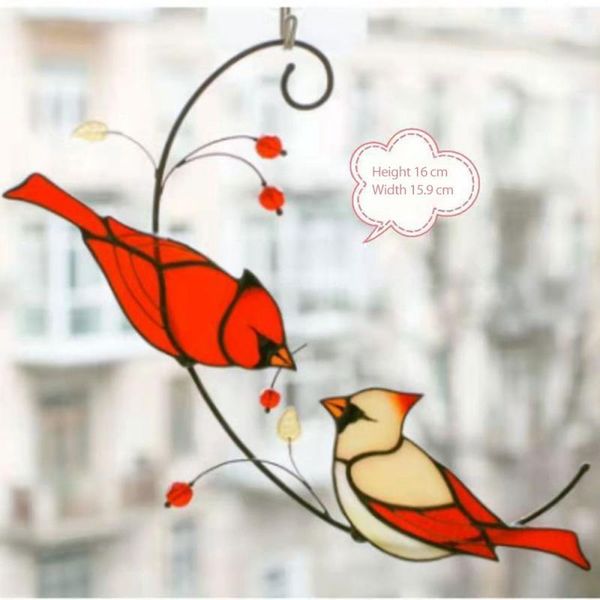 

iron art cardinal birds wall decor hanging ornaments garden fence decoration home crafts decorations window stickers