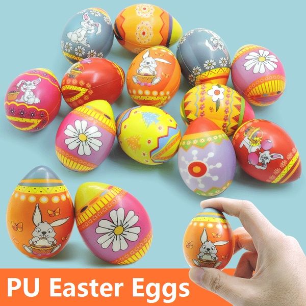 Frohe Ostern Party Dekor Osterei PU Slow Rebound Dekompression Spielzeug Simulation Farbe Eier 12 Stück