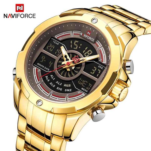 NAVIFORCE Uhren für Männer Top Luxus Marke Business Quarz Herrenuhr Edelstahl Wasserdichte Armbanduhr Relogio Masculino 210804