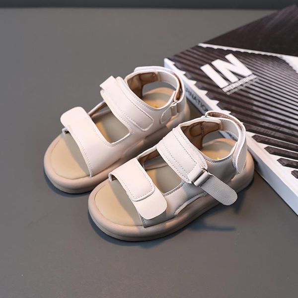 

sandals summer kids solid color boys beach flat heels little girl shoes sport size 26-35 syq021, Black;red