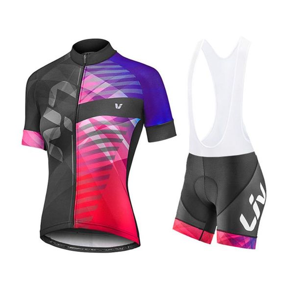 

cycling jersey set summer bike clothing cycle bib short wear women gel pad mtb clothes road suit racing sets, Black;blue