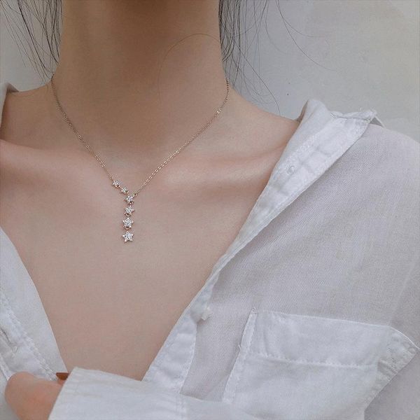 

pendant necklaces spring and summer ladies simple style star tassel clavicle necklace gift exquisite jewelry, Silver