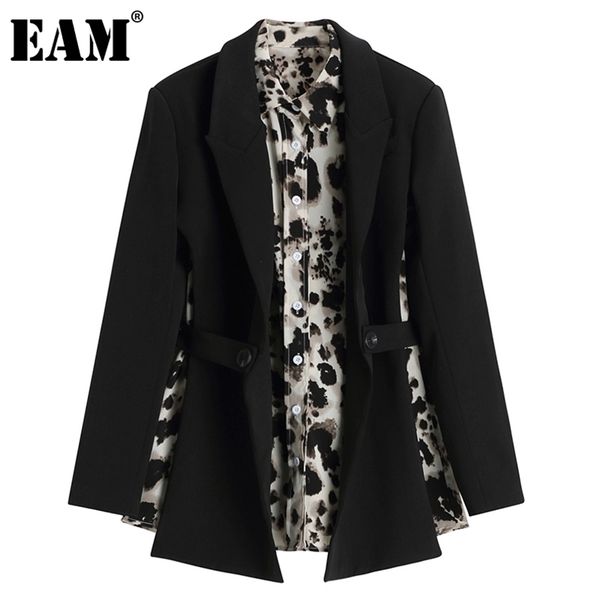 

[eam] women leopard print backless big size blazer notched collar long sleeve jacket fashion spring autumn 1dd4175 211122, White;black