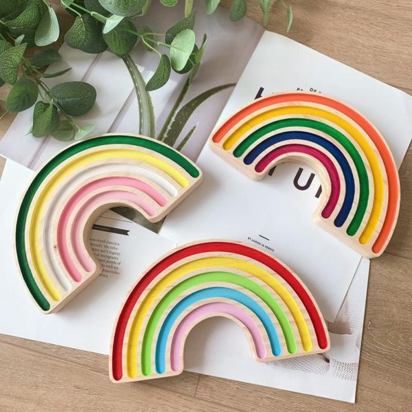 

tapestries wall art hanging room rainbow wooden diy crafts toys building blocks for nursery decor deskdecoration pography props