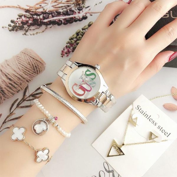 

wristwatches simple and versatile fashion steel band watch trend temperament bracelet ins shi ying ladies, Slivery;brown