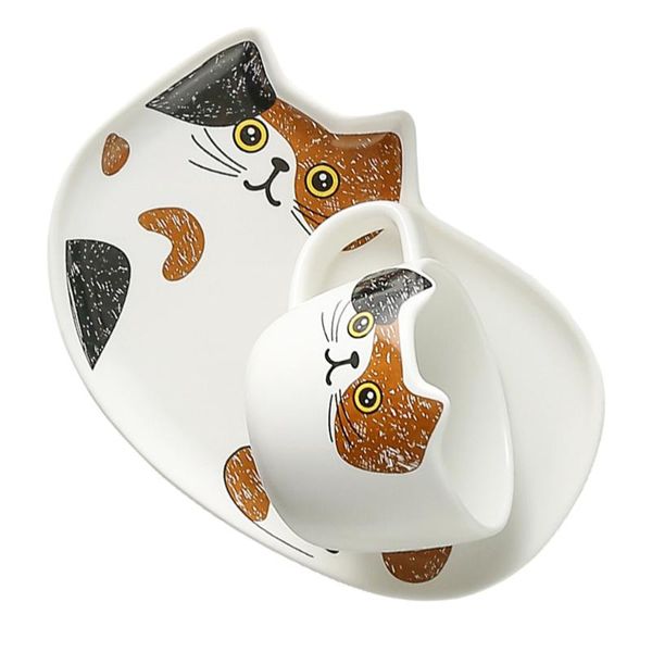 

mugs 1 set lovely cat ceramics cup delicate drink saucer