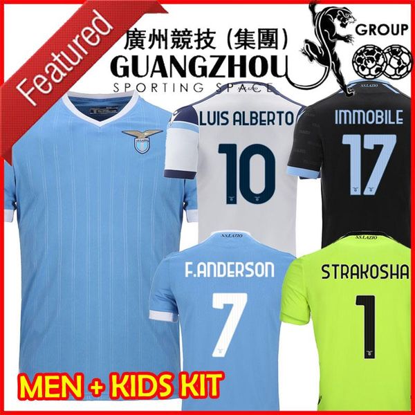 

2021 2022 ss lazio soccer jerseys immobile luis alberto anderson home away third 3rd goalkeeper 21 22 men kit kids set football shirts pedro, Black