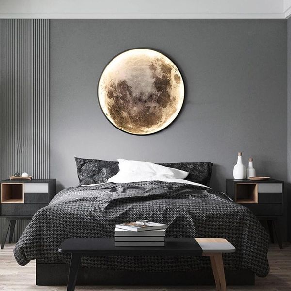 Настенная лампа луна светодиодная росписи украшения для спальни живущая столовая проходная диван фон интерьер современный стиль дизайна