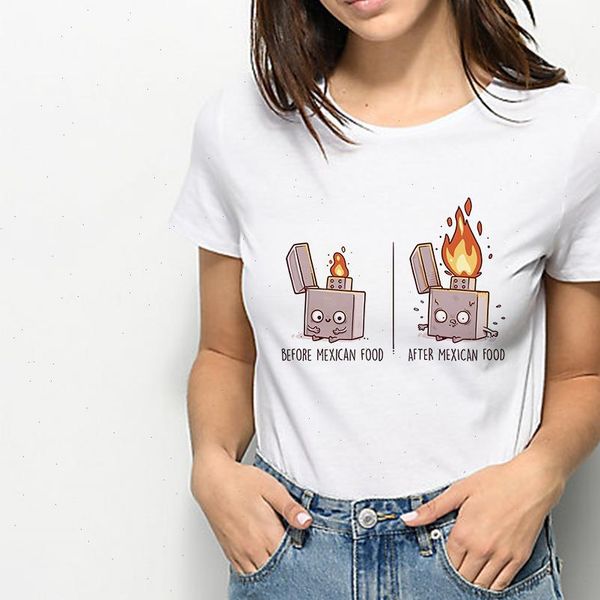 

women t shirt hipster graphic versatile harajuku before after mexican food vestidos vintage streetwear, White