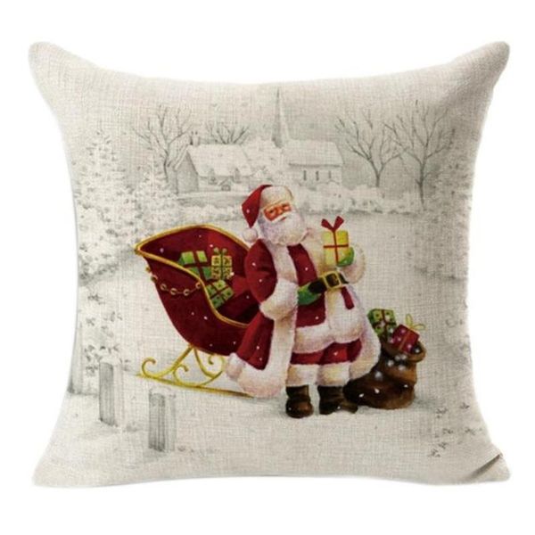 

christmas linen square throw flax pillow case decorative cushion cover