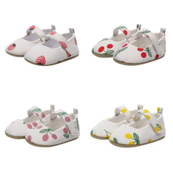 

first walkers baby girl princess dress shoes soft sole cute fruit print flats non-slip infant prewalkers toddlers casual