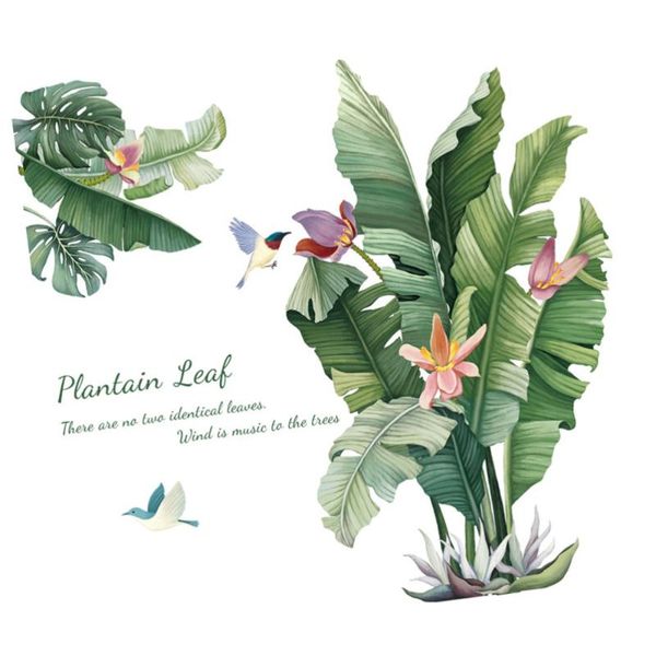 

wall stickers 1 sheet of decorative sticker plant leaves pattern adornment green