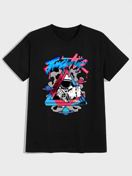 

romwe guys astronaut graphic tee 02qs#, White;black
