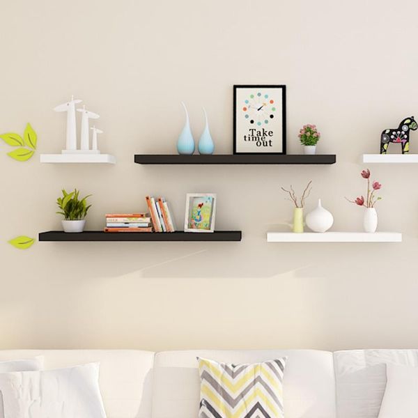 

hooks & rails word shelf living room study wall hanging creative bookcase laminate decoration rack partition (white)