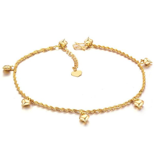 

anklets womens anklet chain gold filled solid beach foot link with heart design for lady classic style jewelry 25cm long, Red;blue