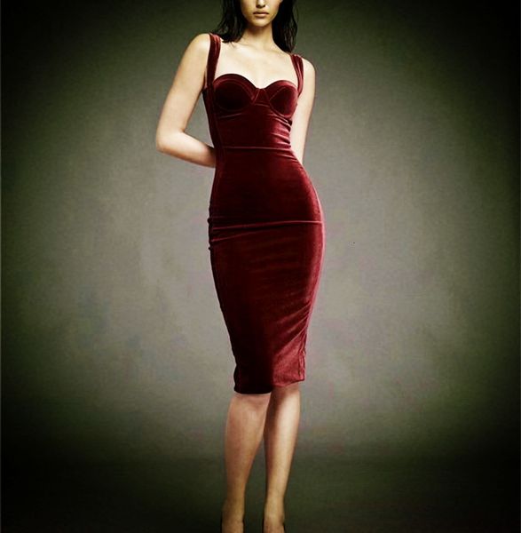 

dresses wine red veet women's strapless hip pack midi slip bandage for party ladies sheath christmas, Black;gray