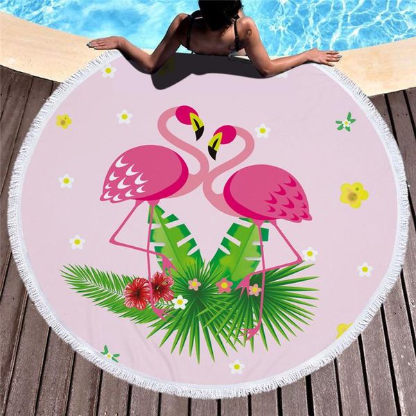 

towel flamingos 150cm round large beach animal bath tassel tapestry home decor summer cover up suncreen yoga mat