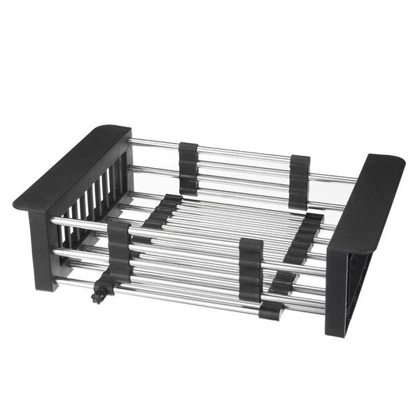 

stainless steel adjustable kitchen over sink dish drying rack insert storage organizer fruit vegetable tray drainer & organizatio organizati
