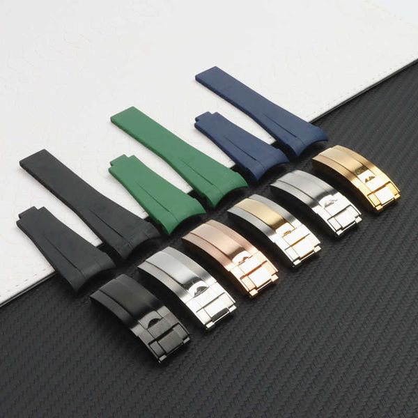 

22mm curved end silicone rubber watchband for role strap rx daytona submariner gmt explorer 2 bracelet watch band tools h0915, Silver