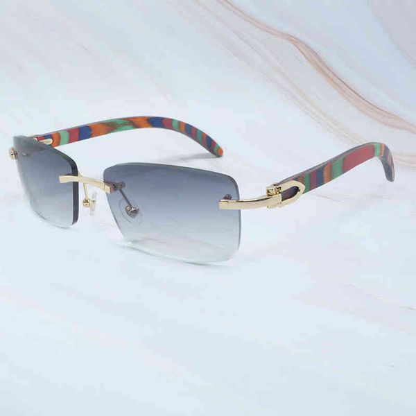 

2022 factory wholesale multi-color wooden sunglasses men rimeless carters women sunglasses square vintage luxury wood inks, White;black