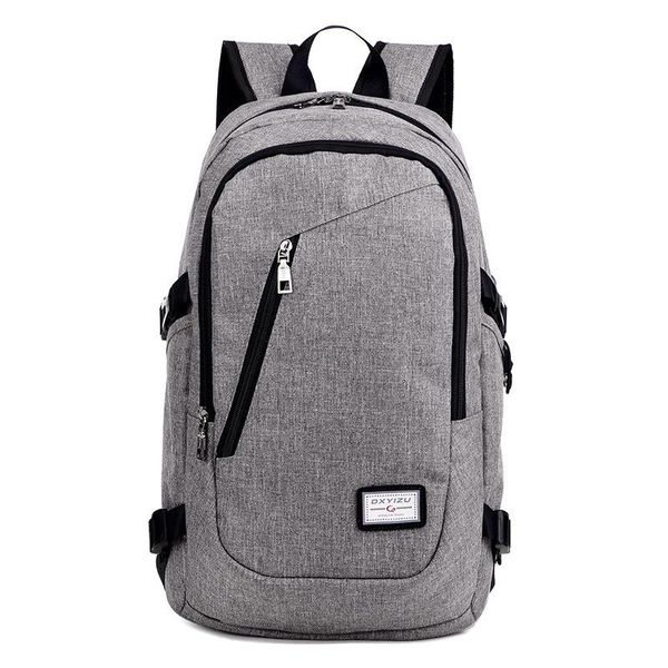 

backpack fashion men's charging simple all match casual youth student bag built-in usb hole male