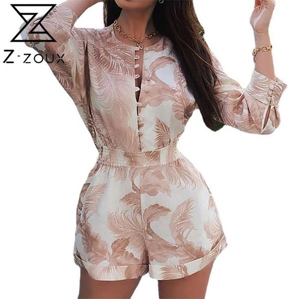 

women jumpsuit printing long sleeve short rompers vintage romper bodycon playsuit fashion 210513, Black;white