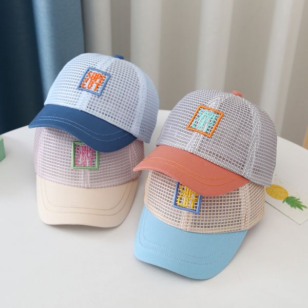

summer cap boy's baseball net girl's thin children's sun hat, Yellow