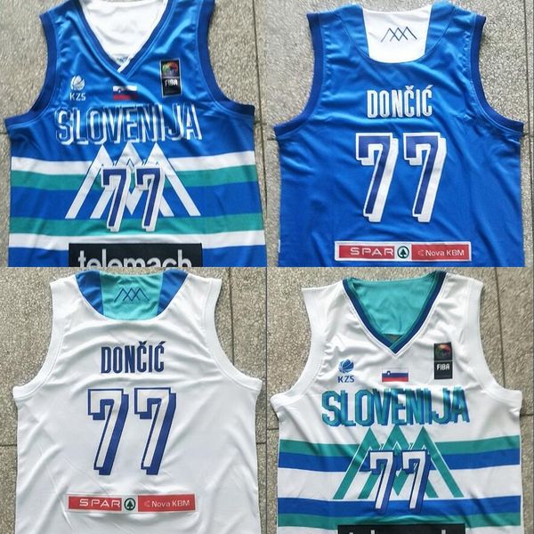 

ncaa slovenia national team 77 doncic white blue men jersey, Black