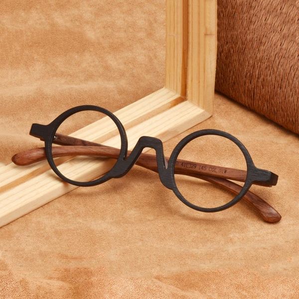 

ultralight women men wooden round frame glasses with clear lenses optical myopia eyeglasses frames for prescription oculos de fashion sungla, Black