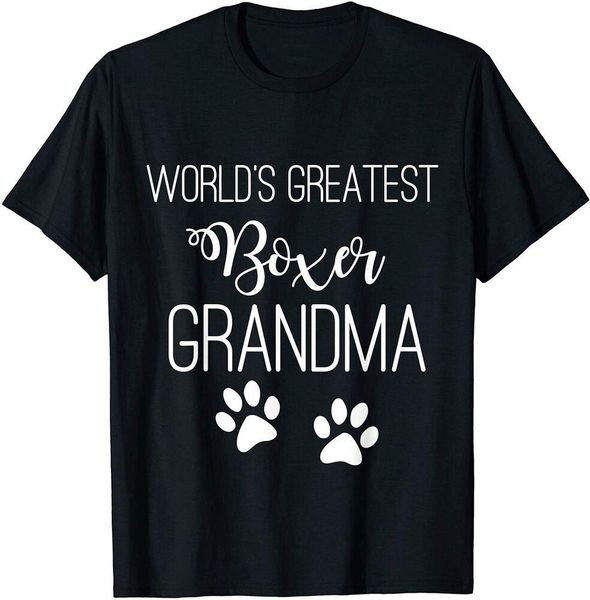

world's greatest boxer grandma love my dog paw print t-shirt size s-5xl, White;black