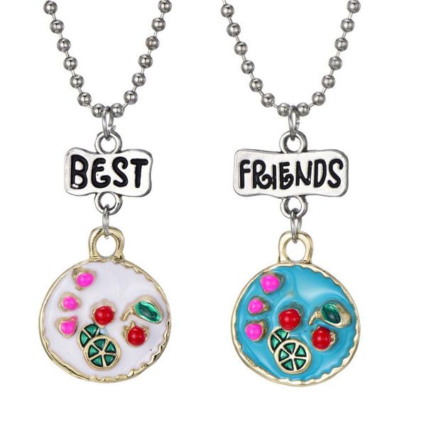 

trendy fruit painted pendant necklace for boys girls friend jewelry friendship christmas gift necklaces, Silver