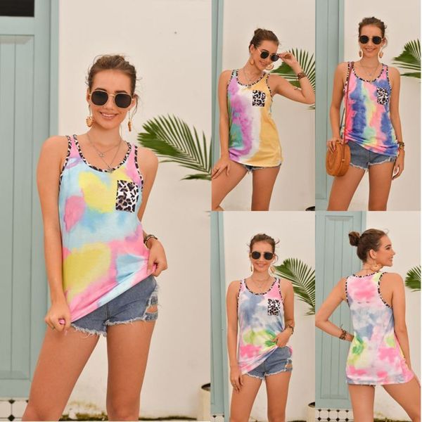

women's t-shirt autumn printing and dyeing gradient sleeveless vest ucep, White