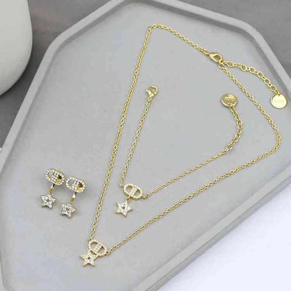 

factory specials aa 2021 letter bracelet set star earrings new necklace 01, Black
