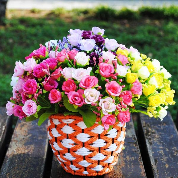 

decorative flowers & wreaths about 20 pcs/lot artificial rose 2~3cm silk cloth spring bride bouquet home wedding decor scrapbooking diy supp