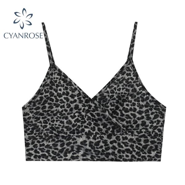 

leopard print crop spaghetti strap or camisole women retro streetwear clubwear bar camis female y2k egirl clothes lady 210430, White