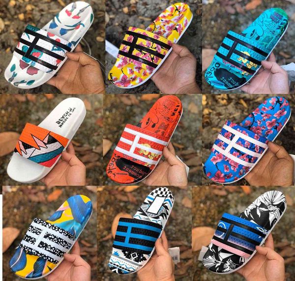 

beach shoes mens womens slippers slide summer fashion wide flat sandals indoor with tory casual fashion bag adilette 280647, Black