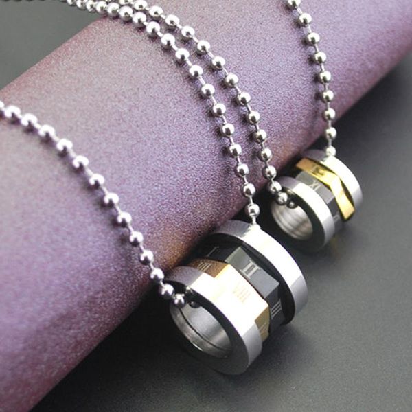 

chain necklace men roman numerals men's pendant steel gold stainless long jewelry gifts male accessories necklaces, Silver