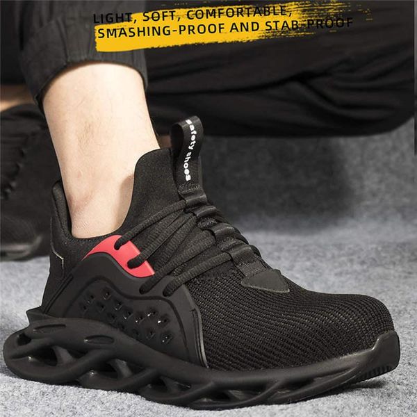 

boots work shoes 2021 men's toe safety tough, mesh explosion-proof construction breathable lightweight sneakers, Black
