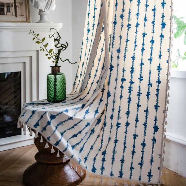 

curtain & drapes blue stripe geometric printing finished kitchen bay window