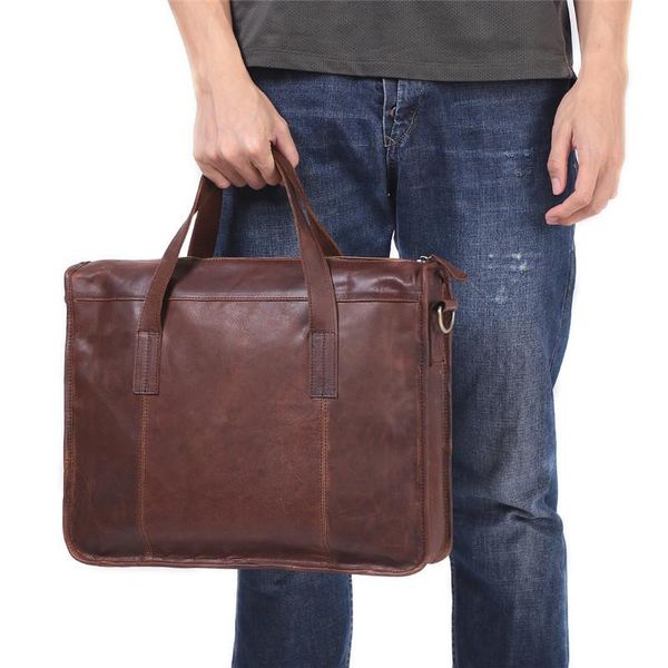

briefcases men's bag genuine leather laptotes for document office bags men messenger