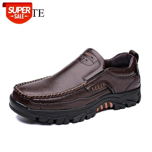 

wotte genuine leather shoes men loafers soft casual 2021 new male footwear black brown slip-on #ck8g