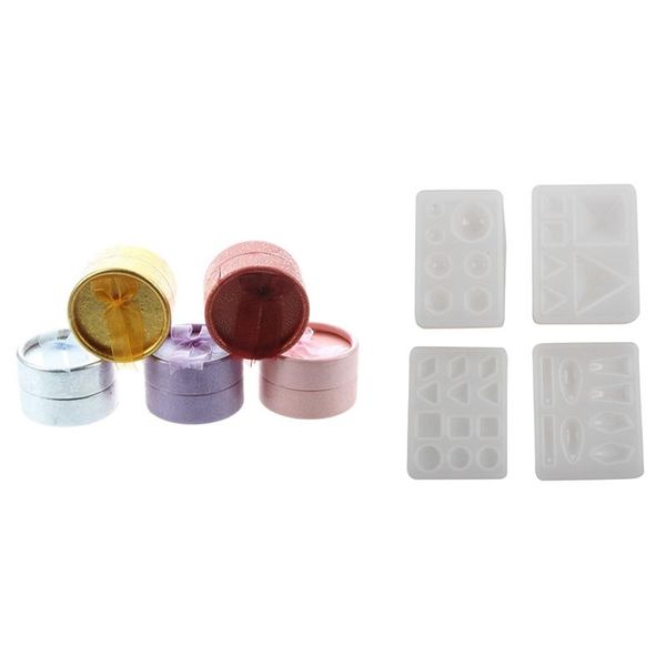 

gift wrap 5pcs cardboard jewelry necklace earring package case with geometric triple-cornered mirror making molds