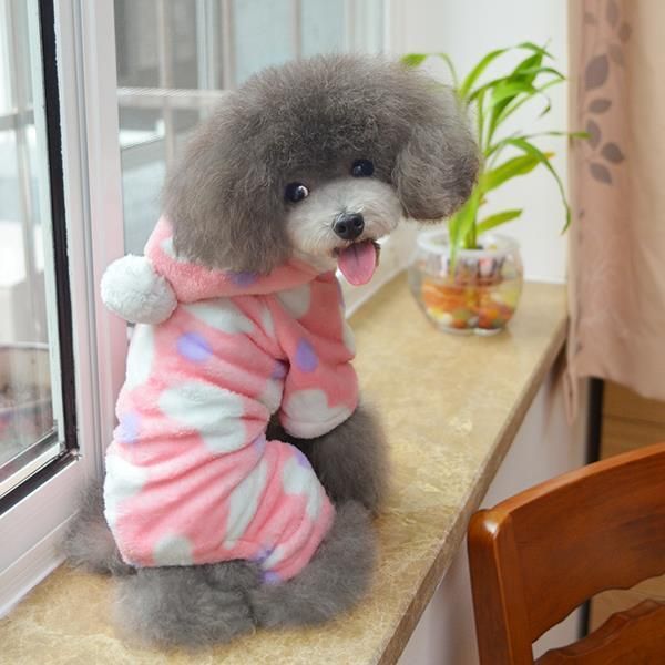 

dog apparel 2021 est winter jumpsuit clothes pet dogs heart hoodie costume fleece cat warm soft coats