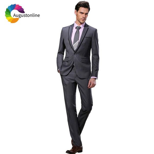 

men's suits & blazers vintage custom made grey men suit wedding groomsmen groom tuxedo slim fit man blazer jacket pants 2piec, White;black