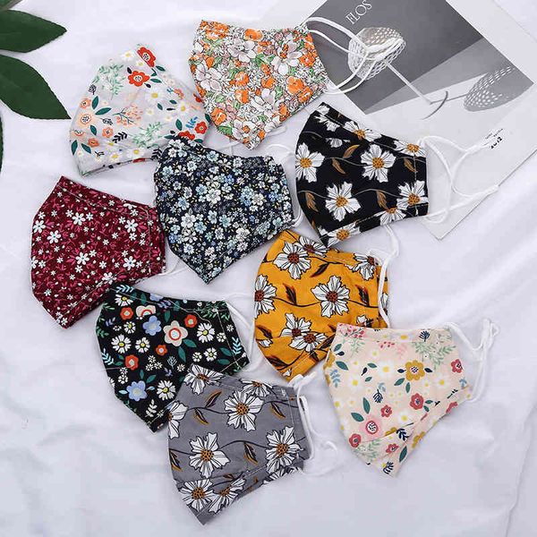 

mask cotton printing decoration four layer with bridge of nose