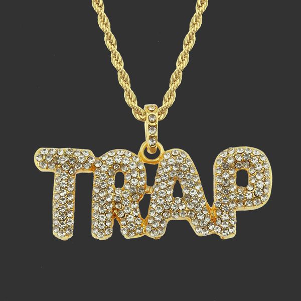 

amulet neck pendants hip hop rap trap three-dimensional letter diamond pendant men's domineering necklace, Silver