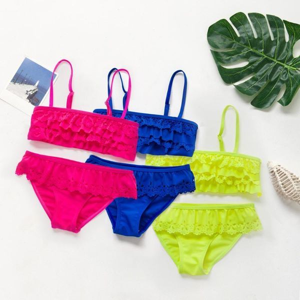 

girls swimwear children kids bikini beach swimsuit+short summer fashion two pieces bathing suit outfit swim clothes c140#, Black