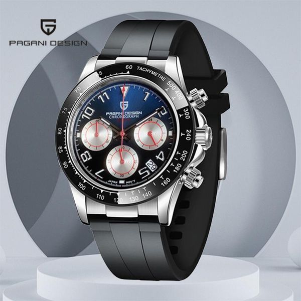 

wristwatches 2021 pagani design sapphire luxury glass waterproof clock quartz chronograph silicone military sports supplement reloj hombr, Slivery;brown