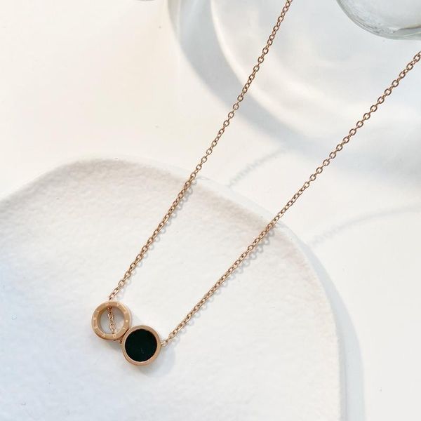 

pendant necklaces roman numerals titanium steel chain necklace female cold wind clavicle minimalist web celebrity, Silver